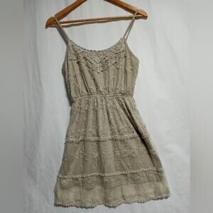 It's Pink Tan Lace Sheer Maxi Dress Size Medium